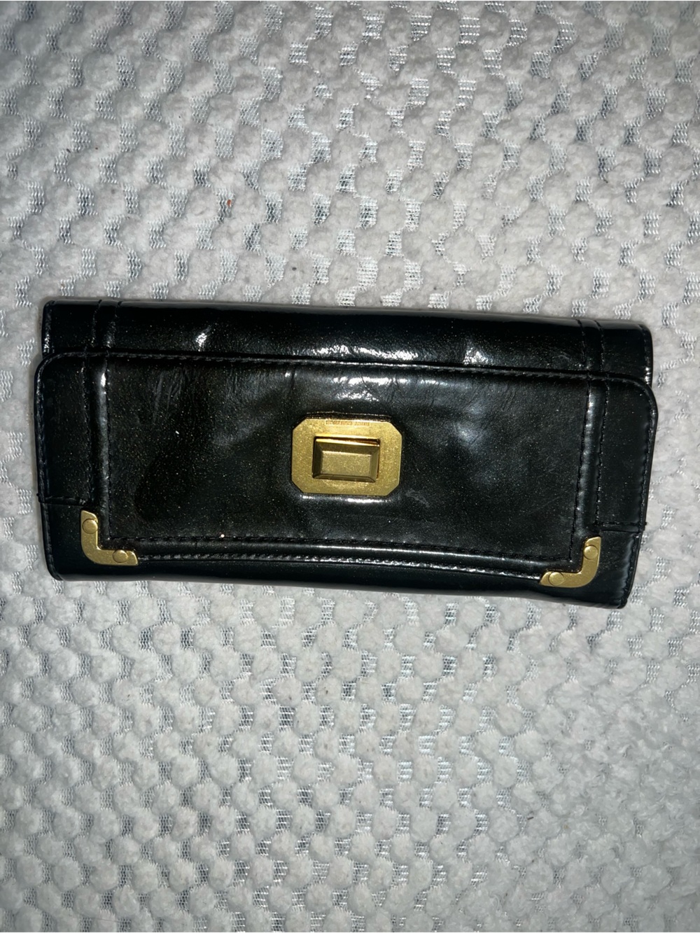 Juicy Couture Black Leather Wallet with Gold-Tone Hardware